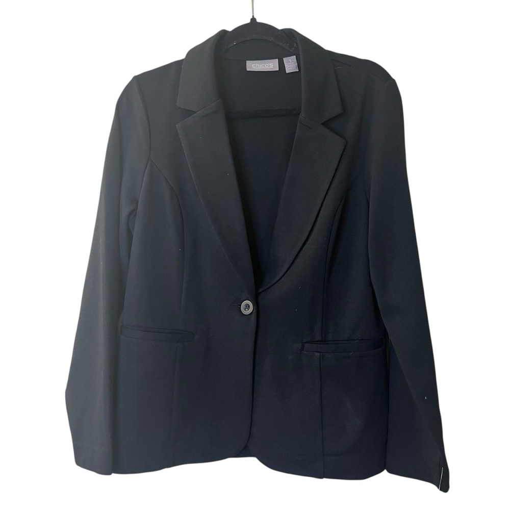 Chico's Single Button Blazer Classic Suit Jacket Sz 1/M/8